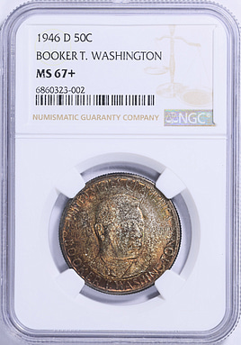 1946-D Booker T. Washington Memorial Half Dollar NGC MS-67+ (Toned