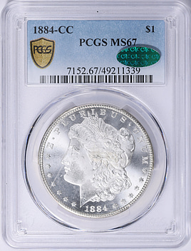 1884-CC Morgan Silver Dollar PCGS MS-67 (CAC Green) (Item 2084254