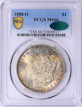 1888-O Morgan Silver Dollar PCGS MS-66 (CAC Green) (Toned) (Item