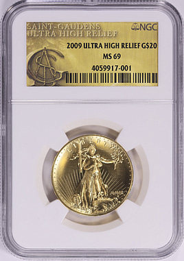 2009 MMIX Ultra High Relief $20 Gold NGC MS-69 (With Original