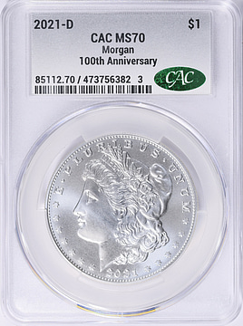 2021-D Morgan Silver Dollar 100th Anniversary CACG MS-70 (Item