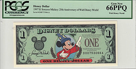 1997 $1 Disney Dollar Sorcerer Mickey: 25th Anniversary of Walt