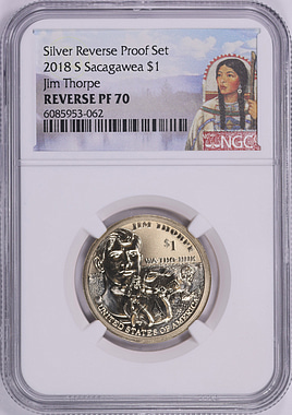2018-S Sacagawea Dollar Reverse Proof Jim Thorpe (From the 50th