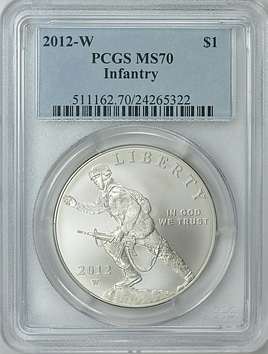 2012-W Infantry Silver Dollar PCGS MS-70 (Item 211633