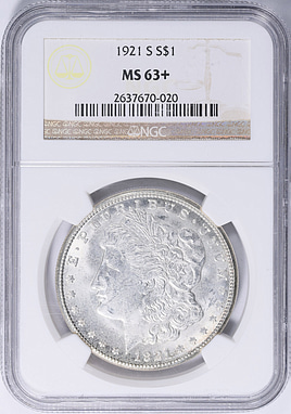 1921-S Morgan Silver Dollar NGC MS-63+ (Item 2116934
