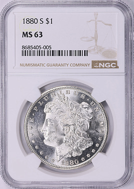 1880-S Morgan Silver Dollar NGC MS-63 (VSS Double Date, S Tilted