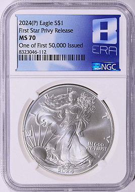 2024-(P) $1 Silver Eagle with Star Privy 1 of First 50,000 Issued