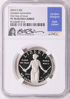 2024-S Greatest Generation Half Dollar First Day of Issue NGC
