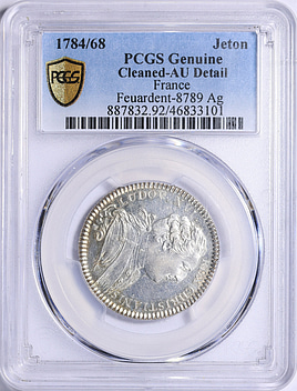 銀貨　 フランス　PCGS France 1784/68 Silver Jeton PCGS Genuine AU Details (Item 2121691