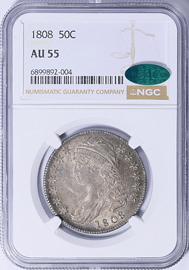 コレクション MILK NGC PCGS 1808 Capped Bust Half Dollar NGC AU-55 (CAC Green) (Item 2121799