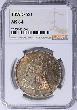 【NGC MS64】安政一分銀（1859〜1868） 1859-O Seated Liberty Silver Dollar NGC MS-64 (Toned) (Item
