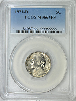 1971-D Jefferson Nickel PCGS MS-66+ FS (Item 213245