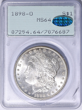 1898-O Morgan Silver Dollar PCGS MS-64 (CAC Green) OGH (1st Gen