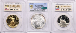 1888-O Morgan Silver Dollar PCGS MS-66+ (CAC Green), 1986 $50 One