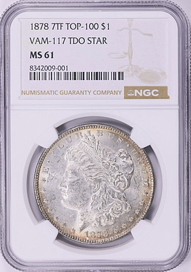 1878 7TF Morgan Silver Dollar Tripled Star Reverse of 1878 VAM-117