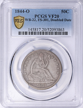 1844-O Seated Liberty Half Dollar MPD, Doubled Date FS-301 WB-22
