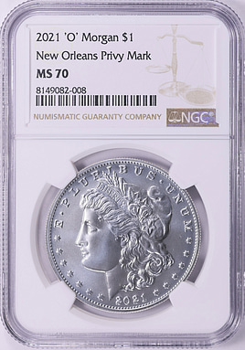 2021-O Morgan Silver Dollar O Privy 100th Anniversary NGC MS-70