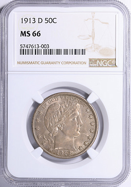 1913-D Barber Half Dollar NGC MS-66 (Toned) (Item 2162021