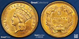 1854 Three-Dollar Gold Piece PCGS AU-58 (Item 2168528