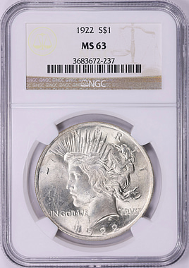 1922 Peace Silver Dollar *Top 50* NGC MS-63 (VSS VAM-2F) (Item