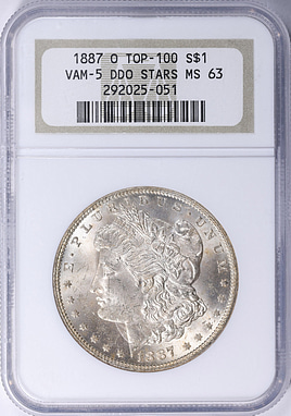 1887-O Morgan Silver Dollar Doubled Stars VAM-5 *Top 100* NGC MS