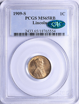 1909-S Lincoln Cent PCGS MS-65 RB (CAC Green) (Item 2174091