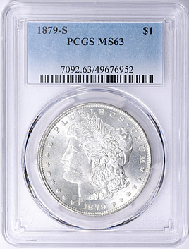1879年 モルガン・ダラー PCGS MS63 1879-S Morgan Silver Dollar PCGS MS-63 (VSS VAM-26) (Item 2175575