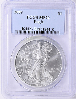 2009 $1 Silver Eagle PCGS MS-70 (Item 2183666) | GreatCollections