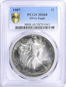 1987 $1 Silver Eagle PCGS MS-68 (Toned) (Item 2192039