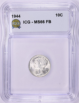 1944 Mercury Dime ICG MS-66 FB (Item 2193182) | GreatCollections