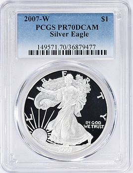 2007-W $1 Silver Eagle PCGS Proof-70 DCAM (Item 2201290