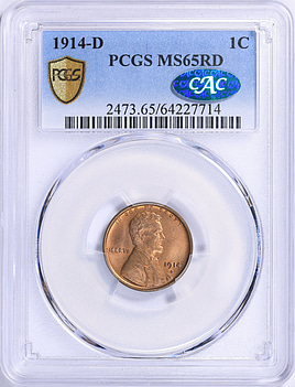1914-D Lincoln Cent PCGS MS-65 RD (CAC Green)