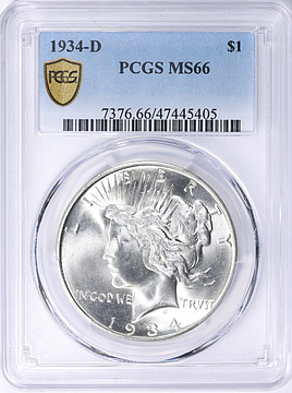 1934-D Peace Silver Dollar PCGS MS-66 (Item 2221257