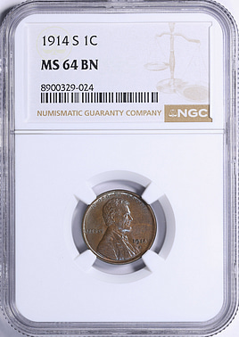 1914-S Lincoln Cent NGC MS-64 BN (Toned) (Item 2231148