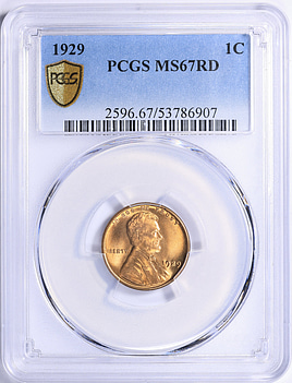 1929 Lincoln Cent PCGS MS-67 RD (Item 2231176) | GreatCollections