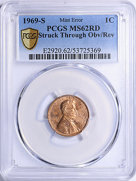 h*送様 【激レア！PCGS誤植品】 安政一分銀 Caタイプ PCGS MS62 Mint Error 1969-S Lincoln Cent Struck Through Obverse/Reverse PCGS