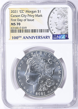 2021-CC Privy Morgan Silver Dollar 100th Anniversary First Day of