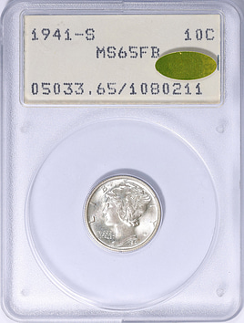 1941-S Mercury Dime PCGS MS-65 FB (CAC Gold) OGH (1st Gen - White