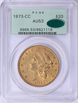 1873-CC Liberty Gold Double Eagle PCGS AU-53 (CAC Green) OGH (Item