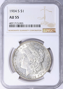 美品　NGC-AU55 ペルー 1/2Dinero 1904JF 1904-S Morgan Silver Dollar NGC AU-55 (Item 2242372