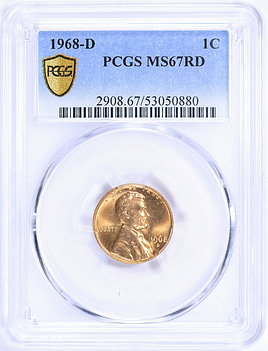 1968-D Lincoln Cent PCGS MS-67 RD (Item 2246561