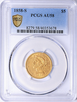 1858-S Liberty Gold Half Eagle PCGS AU-58 (Item 2249935