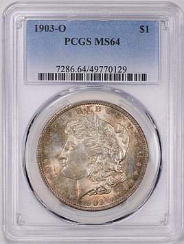 1943年 聯合準備銀行 壹角 鋁幣 MS64 鑑定済 1903-O Morgan Silver Dollar PCGS MS-64 (Toned) (Item 2250911