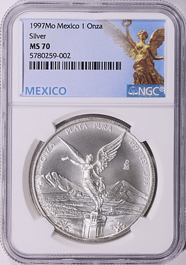Mexico 1997-Mo Silver Onza Libertad KM-613 NGC MS-70 (Item 2255359