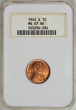1945-S Lincoln Cent NGC MS-67 RD OH (Item 2269631