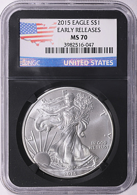 2015 $1 Silver Eagle Early Releases NGC MS-70 (U.S. Map Label