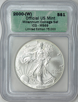 2000-(W) $1 Silver Eagle (From the Millennium Set) ICG MS-69 (Item