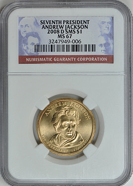 2008-D Presidential Dollar Andrew Jackson - Position A, SMS NGC MS