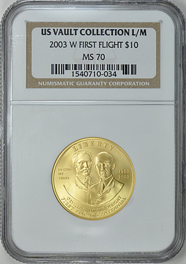2003-W First Flight Centennial Gold $10 NGC MS-70 (US Vault
