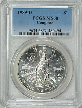 1989-D Congress Bicentennial Clad Half Dollar and Silver Dollar